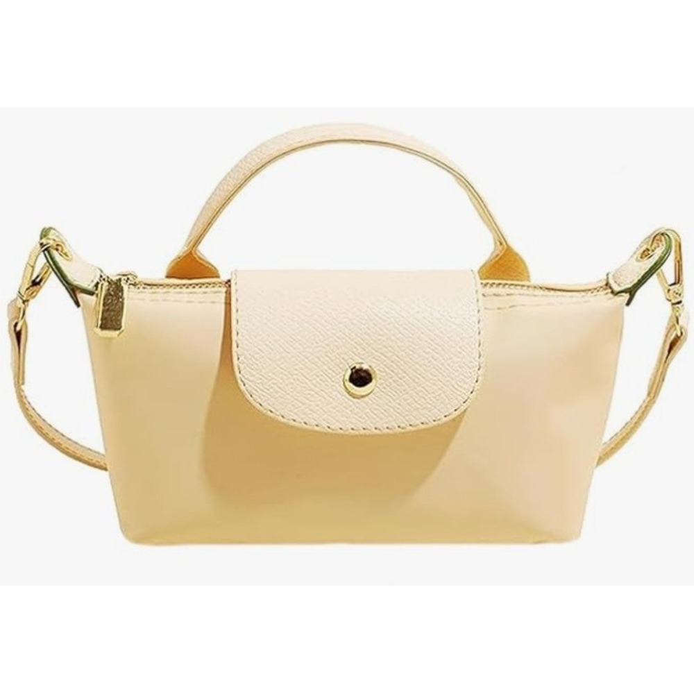 Mini Crossbody Bag Handbag Purse Adjustable Strap Mini Beige Gold Hardware